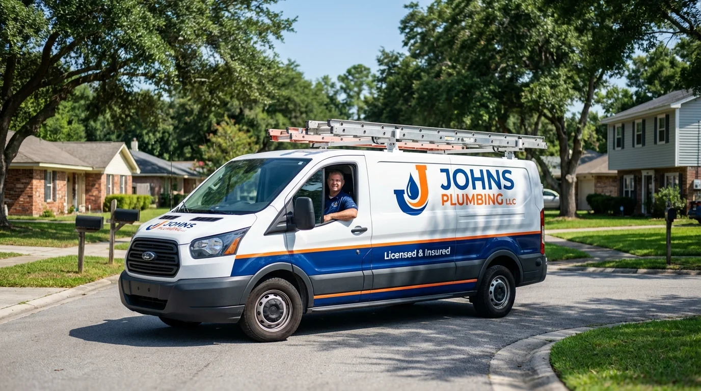 Johns Plumbing LLC service van in Villisca, IA