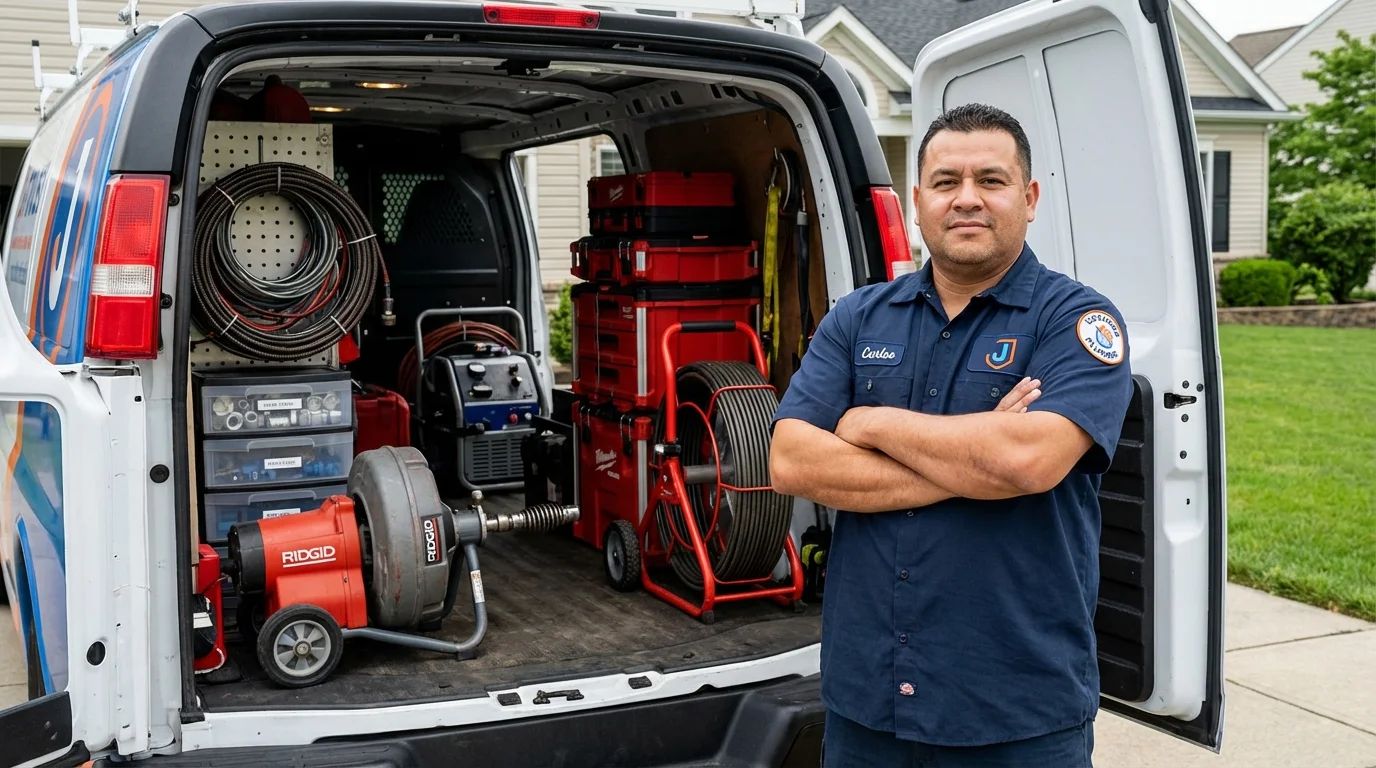 Professional drain cleaning equipment and Johns Plumbing LLC plumber in Villisca