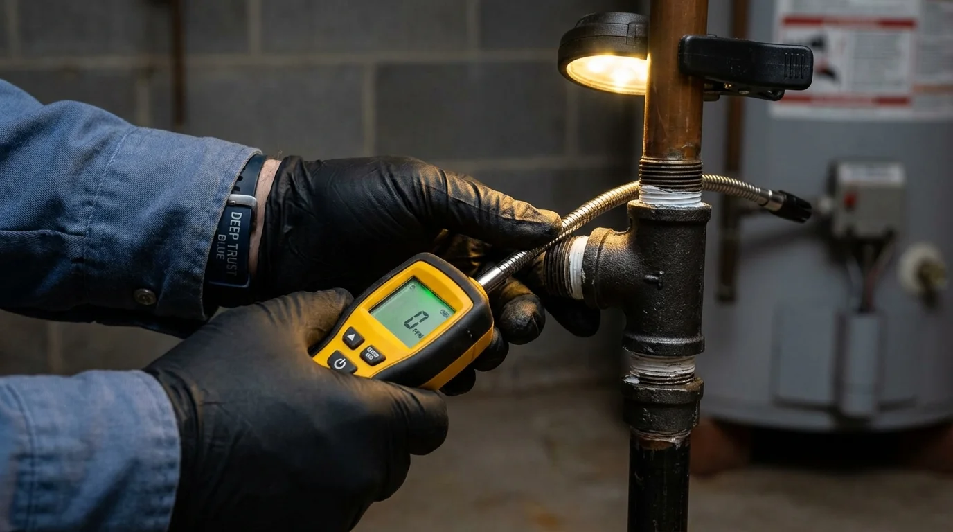 Gas leak detection with electronic sniffer by Johns Plumbing LLC in Villisca
